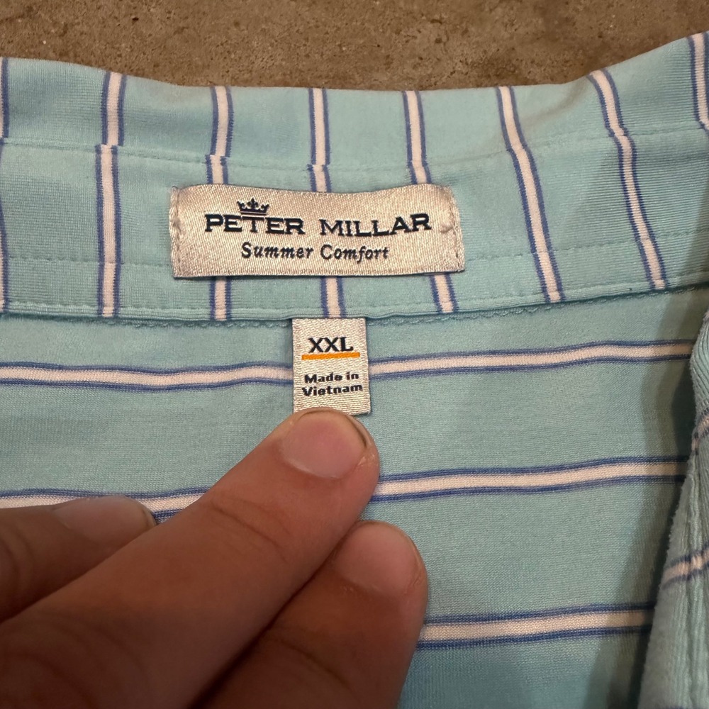 Peter Millar Polo Shirt Mens XXL Blue Striped Summer Comfort MS21EK31S - Picture 3 of 8